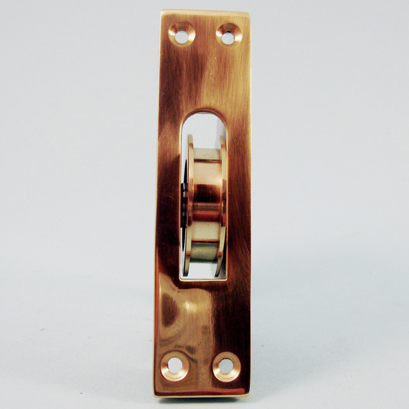 THD267/PB • Polished Brass • Square • Sash Pulley With Steel Body and 50mm [2] Heavy Duty Brass Ball Bearing Pulley